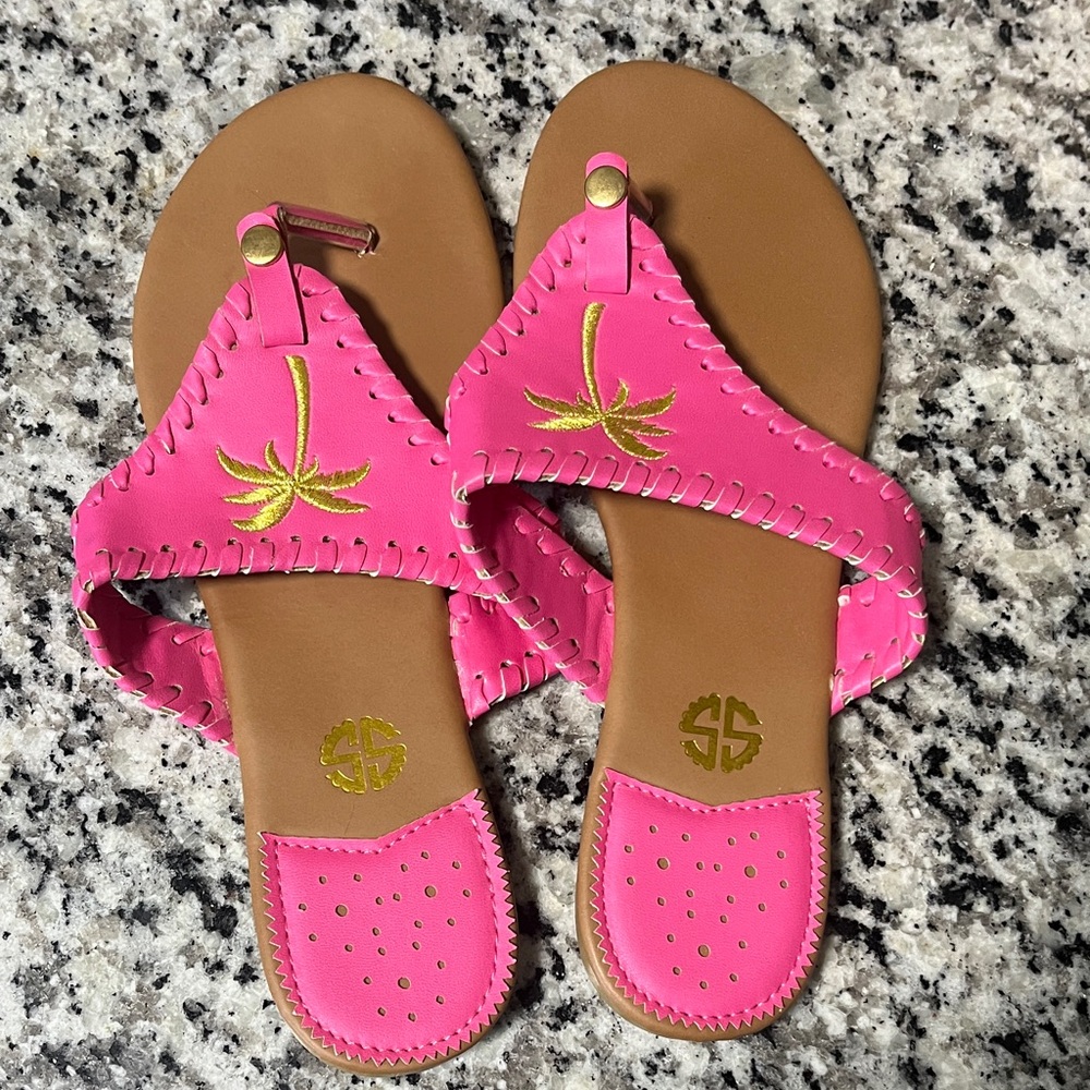 NWOT gold and pink sandals